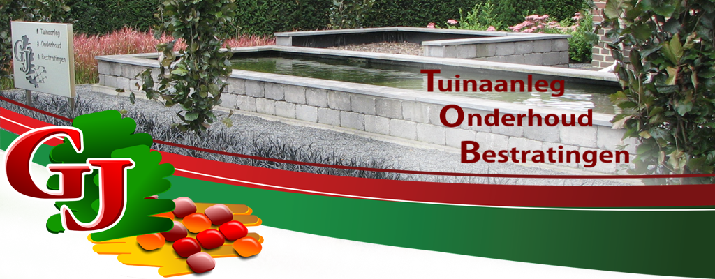 header met logo GJ Tuinaanleg Soerendonk, Hovenier, Bestratingen